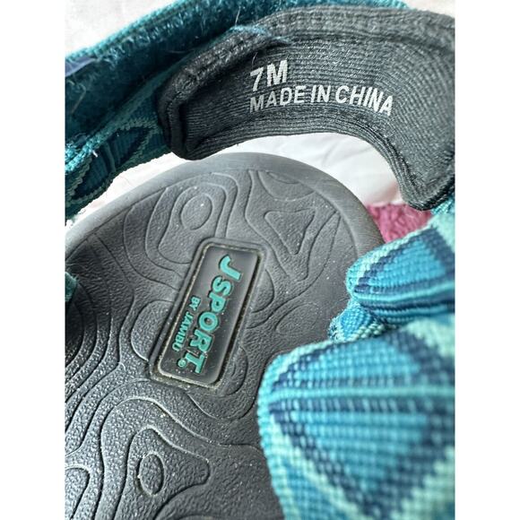J-Sport By Jambu Womens Sandals 7 Teal/ Turquoise Slingback Geometric - Picture 6 of 11